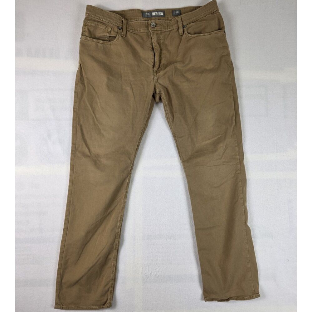 BKE Jake Men's Brown Twill Pants Size 38 Regular Straight Leg Stretch Buckle